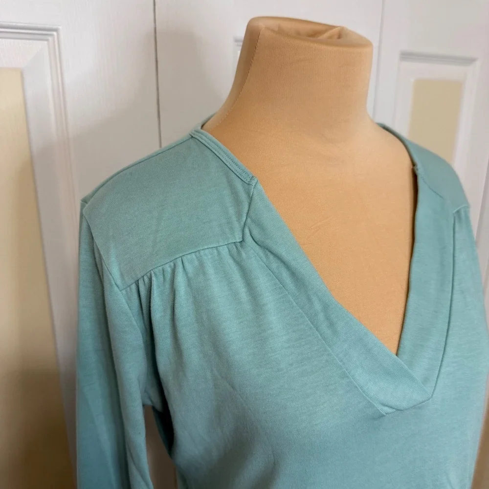 Patagonia Womens Aqua Blue Organic Cotton Tencel V-Neck Tunic Top 54530F9 M